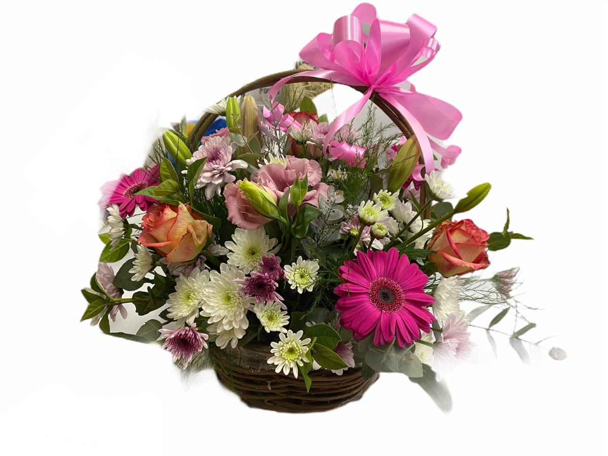 A basket of pink flowers